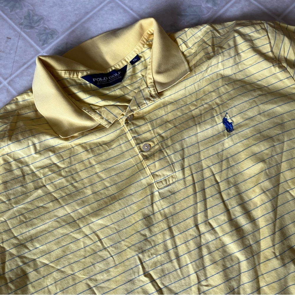 Vintage Ralph Lauren Golf‎ Stripe polo Yellow Knit Short Sleeve